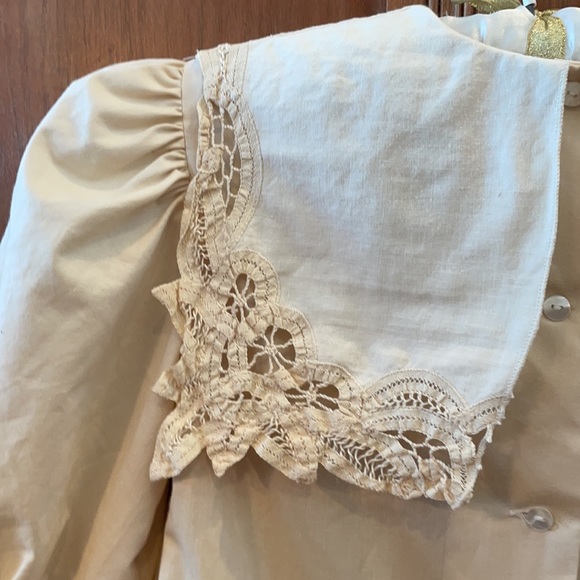 Vintage boutique blouse lace shirt prairie top cream girls size 10 - Picture 7 of 13